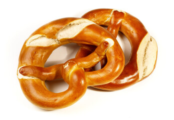 Lye Pretzel without Salt on white Background - Isolated