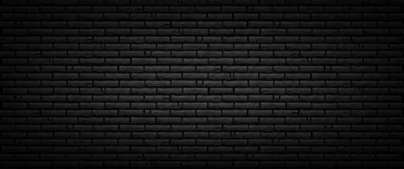 Abstract black brick texture wall background.
