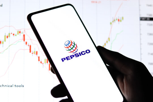 West Bangal, India - October 09, 2021 : PepsiCo logo on phone screen stock image.