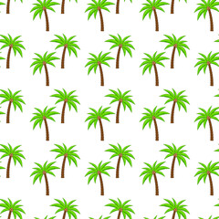 Palm trees with coconuts, seamless pattern. Background with coconut palms, vector.