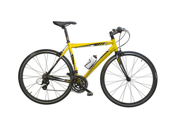 Fototapeta na wymiar yellow racing sport road bike bicycle racer isolated on white background..