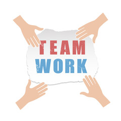 Teamwork paper banner isolated on white background. Teamwork banner for web site, marketing, app and logo. Creative business concept, vector illustration, eps 10