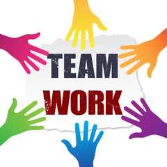 Fototapeta premium Teamwork paper banner isolated on white background. Teamwork banner for web site, marketing, app and logo. Creative business concept, vector illustration, eps 10