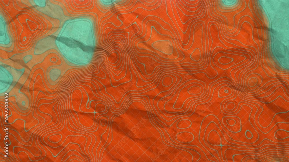 Leinwandbilder Topographic texture on a crumpled sheet of paper. 3d rendering loop animation HD