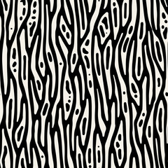 Vector seamless pattern. Abstract striped texture with bold monochrome waves. Creative background with blots. Decorative design with distortion effect.