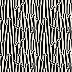 Vector seamless pattern. Abstract striped texture with bold monochrome waves. Creative background with zigzag blots. Decorative design with distortion effect.
