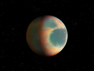 Obraz na płótnie Canvas Beautiful exoplanet in space, distant planet with atmosphere, space background 3d rendering