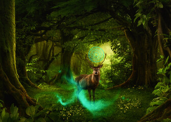 deer mandala forest fantasy