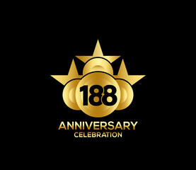 Happy Anniversary of,  188 Years, Bright Color Star Design Shape element, ceremony party Presentation