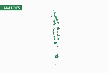 Maldives green map detailed vector.
