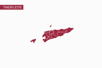 Timor-Leste red map detailed vector.