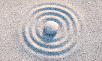 Fototapeta na wymiar Stone with ripples in the sand at evening sun