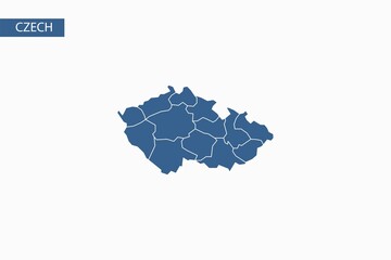 Czech blue map detailed vector.