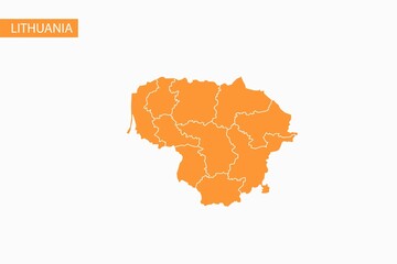 Lithuania orange map detailed vector.
