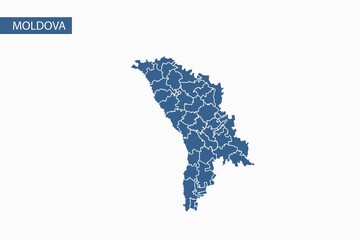 Obraz premium Moldova blue map detailed vector.
