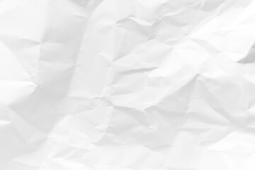 White crumpled paper texture background.
