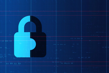 2d illustration Safety concept: Closed Padlock on digital background
