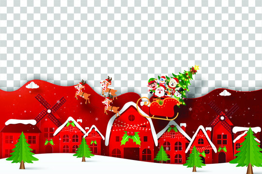 Santa Claus and friend in Christmas day with transparent background