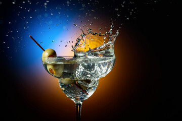 Classical martini with green olives.