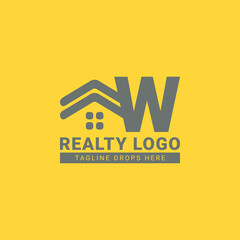 letter W roof house vector logo design for real estate, property agent, realty rent, interior and exterior constructor