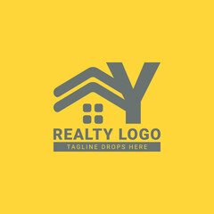 letter Y roof house vector logo design for real estate, property agent, realty rent, interior and exterior constructor