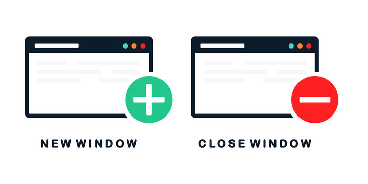 New window and close window button sign. Illustration vector 