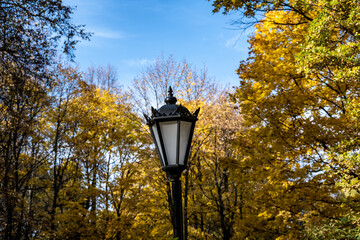 the old museum and park complex Kuskovo in Moscow at the beginning of autumn on a bright sunny day 