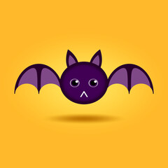 cute purple bat illustration. 3d, character and cartoon style. suitable for logo, icon, symbol, mascot and sign. such as t shirt design or halloween mascot