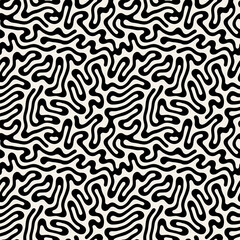 Vector seamless pattern. Abstract striped texture with bold monochrome waves. Creative background with zigzag blots. Decorative design with distortion effect.
