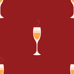 Two glasses of champagne on red l background