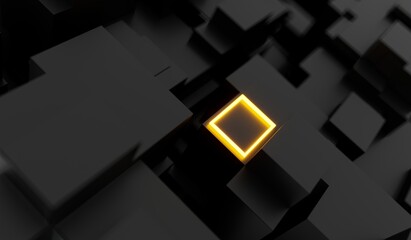 3d background from different sized cubes. 3d rendering