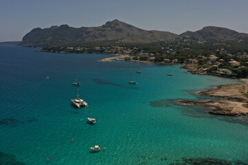 Fototapeta na wymiar 4k Mallorca Island Spain Aerial view Alcúdia - Best beaches