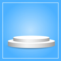 blank round pedestal . white circular podium on blue gradient lighting background for outstanding luxury product advertising display 