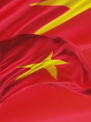 Abstract Vietnam Flag 3D Rendering (3D Artwork)