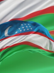 Abstract Uzbekistan Flag 3D Rendering (3D Artwork)
