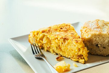 Spanish omelette tapa with potatoes and onion,