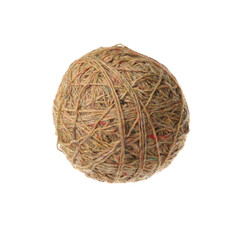 Brown balls of yarn, isolated on white background