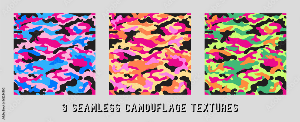 Wall mural Trendy pink camouflage military pattern. Vector camouflage pattern for clothing design.