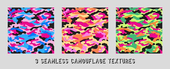 Trendy pink camouflage military pattern. Vector camouflage pattern for clothing design.