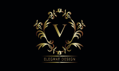 Vintage bronze logo with the letter V. Exquisite monogram, business sign, identity for a hotel, restaurant, jewelry.