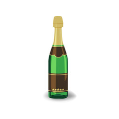 Champagne bottle with gold foil isolated on white background