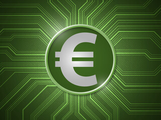 

3D rendering euro currency symbol with business network