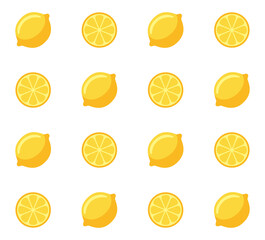 Lemon Seamless Pattern on White Background. Vector