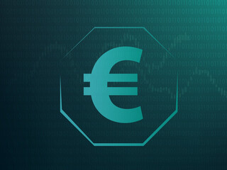 

3D rendering euro currency symbol with business network
