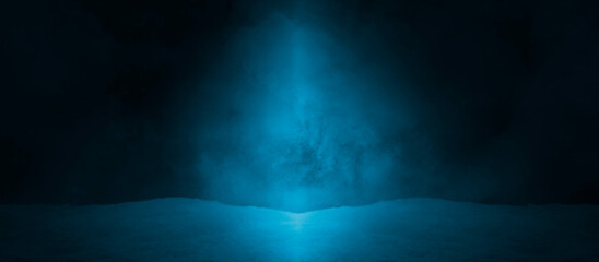 Dark blue natural winter Christmas background empty spotlights snowdrifts, winter landscape with...