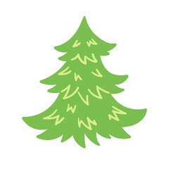 a cute hand-drawn Christmas tree. vector image isolated on a white background