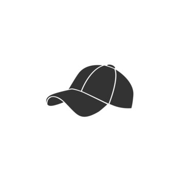 Baseball cap icon in flat. Vector illustration