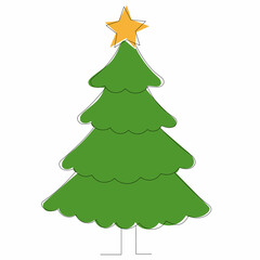 green tree line drawing, isolated, vector