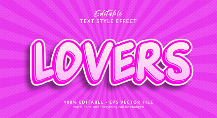 Editable text effect, Lovers text on headline poster style effect