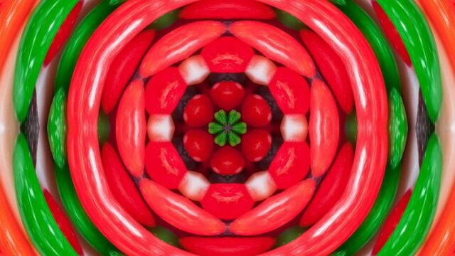 A kaleidoscopic futuristic animation in vibrant colors